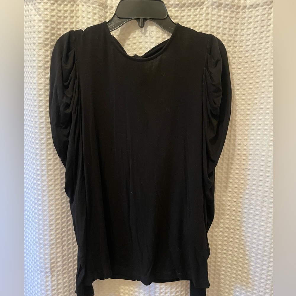 Rebecca Minkoff Black Ruched Sleeve Blouse